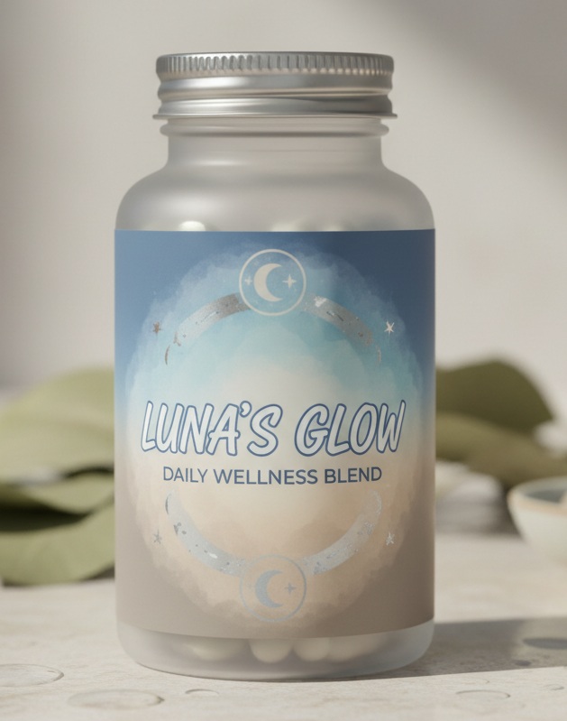 LUNA'S GLOW product bottle on a light background